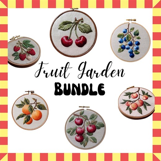 Fruit Embroidery Pattern Bundle | Botanical Garden Vine Designs (PDF Download) - Etsy