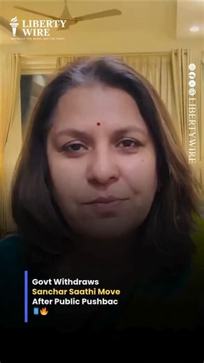 Liberty Wire on Instagram: "Govt Withdraws Sanchar Saathi Move After Public Pushback 📱🔥 A big climbdown by the Modi Govt — the mandatory installation of the Sanchar Saathi app has been rolled back after strong resistance from citizens and the Congress party. People argued that forcing a surveillance-linked app on every phone was an attack on personal freedom 🛑📵 Congress says it will always stand against any attempt to curb citizens’ rights, while many who defended the move are now left embar