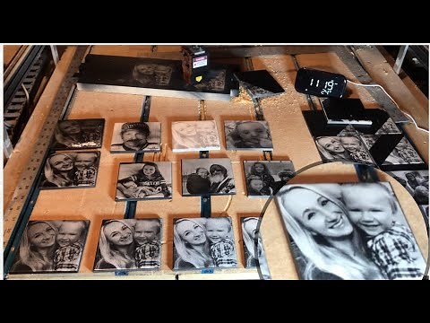 Laser engraving Painted ceramic tiles FULL PROCESS 7w Pro Laser