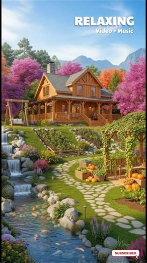 Relaxing Cabin by the Waterfall #shorts #home #RelaxingMusic #CabinAmbience #CozyCottage #SleepMusic