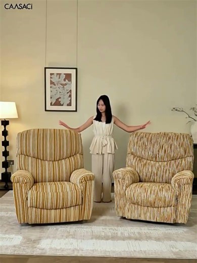 💛黄色ストライプが爽やか！電動1人掛けソファ｜前後揺れ＆ボタンでフラットに#home #sofa #おうち時間 #shorts #furniture