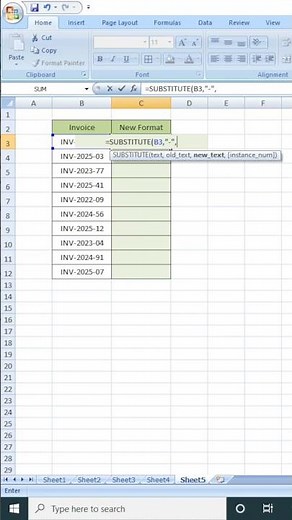Excel SUBSTITUTE Formula | Replace Dash (-) with Slash (/) in Seconds #excel #substitute