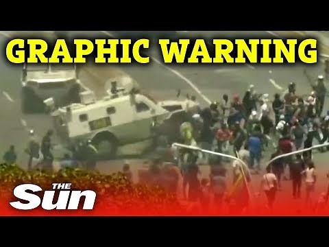 Venezuela Coup: armoured truck runs over pro-Guaido protesters
