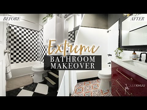 EXTREME BATHROOM MAKEOVER Part 1 (How to DIY Paint Over Old Tile Walls!)