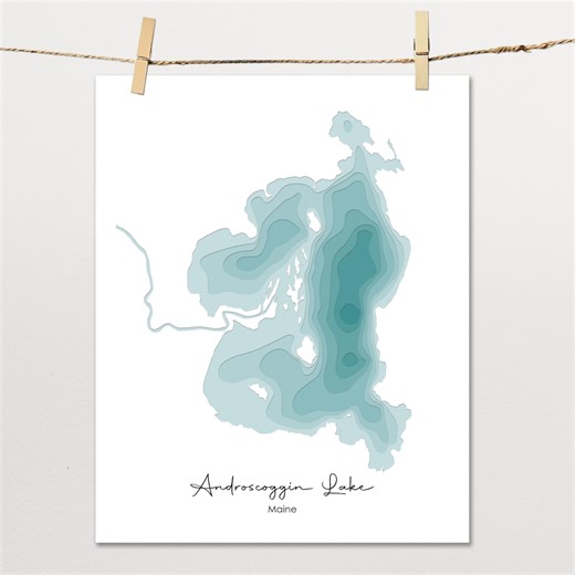 Digital File: Androscoggin Lake, Custom Map, Lake Depth Map Chart, Contour Map, Lake Map, Wallart, House Decor, Cabin House, Fishing Outdoor - Etsy Canada