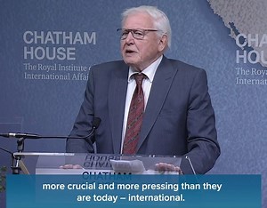 2.6K views · 113 reactions | 'We are citizens of the world and we must recognize that.' Sir David Attenborough and the BBC Natural History Unit were awarded the Chatham House Prize by our Patron Her Majesty The Queen for the galvanizing impact of Blue Planet II on tackling ocean plastic pollution. Watch the ceremony: https://www.chathamhouse.org/event/chatham-house-prize-2019-sir-david-attenborough-and-bbc-studios-natural-history-unit | Chatham House | Facebook