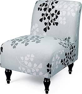 Iauddy Armless Accent Slipper Chair Cover Slipcover,Stretch Spandex Removable Fabric Non-Slip Silp Cover for Accent Chair Without Arms Furniture Protector for Living Dining Room(Gray, 1)