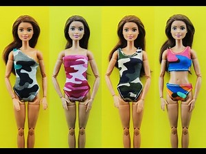 DIY Barbie Clothes Outfits Dress - Barbie Hacks - Swimsuit
