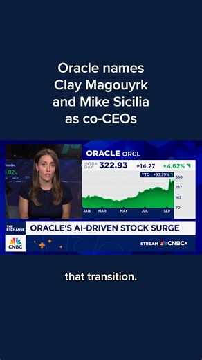 1.5K views · 11 reactions | Oracle is promoting its presidents of cloud infrastructure, Clay Magouyrk, and industries, Mike Sicilia, to co-CEOs, the company announced Monday. Safra Catz, the software giant's current CEO, will serve as executive vice chair on the company board. Read more: cnb.cx/4gFuIui | CNBC | Facebook