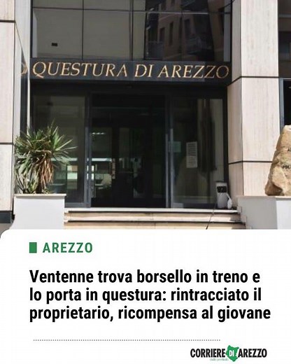 Ventenne trova borsello in treno e lo porta in questura