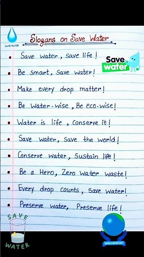 Save water slogans ll Slogan on save water in english ll Slogan in English