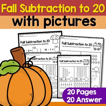 Fall Subtraction with Pictures to 20 | Subtraction within 20 Theme Fall