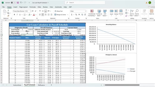 Car Loan Calculator & Payoff Schedule - Microsoft Excel Template | Amortization Schedule | Account for Additional Payments |find Payoff Date - Etsy