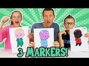 3 MARKER CHALLENGE w/ our DAD!!!