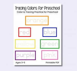 Tracing Colors for Preschool | Color Word Tracing Worksheets | Printable Color Practice PDF | Pre K Learning - Etsy