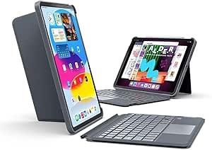 iPad Keyboard Case for iPad Air 3 2019, 2017, iPad Pro 10.5-inch Magnetic Detachable Cover Kickstand Casing with Pencil Holder, Trackpad, Backlit, Bluetooth
