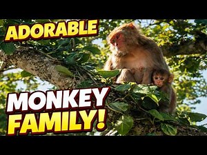 Rhesus Macaque with Infant in Lush Canopy & Margalla Hills Natural Habitat