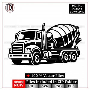 Cement Mixer Truck Vector Icon SVG : Construction Vehicle Illustration (digital Download) - Etsy Canada