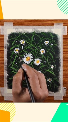 Easy_Drawing_for_Beginners_Wild_Flowers_with_Acrylic_and_Oil_Pastels|Art With AK‪@ArtArena‬#shorts
