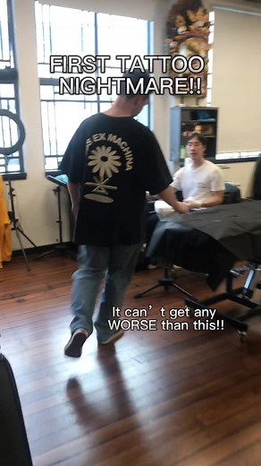 First time - what’s the worst that could happen?👺 Link in bio for tattoo, piercing, barber, and laser tattoo removal appointments #littletokyo #firsttattoo #tattoostudio #fyp #tattoofail #disaster #tattoonightmares #carcrash