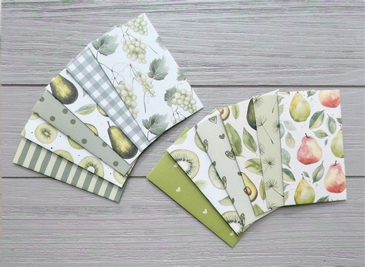 Set of 12 Assorted Pattern Mini Envelope / 7cm X 12cm / Green Fruits and Leaves Themed Handmade Envelope / Scrapbooking / Gift Idea - Etsy
