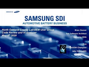 North Oakland County LabVIEW User Group 5/6/20 - Code Review and VI Analyzer