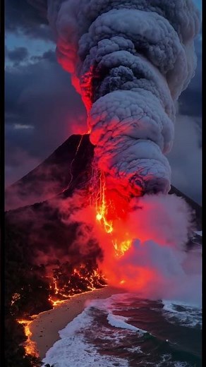 Epic Volcano Eruption 🌋 Waves & Nature Sound #nature