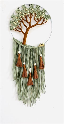Tree of Life Macrame Wall Hanging – Boho Fiber Art Decor With Tassels – Handmade Green & Brown Wall Art - Etsy