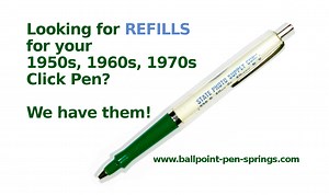 Refills, Cartridges for click pens of 1940s, 1950s, 1960s, 1970s, 1980s