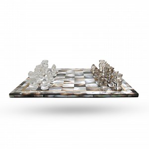 Quartz Chess Set – Hand-carved Gemstone Pieces, Mother of Pearl Board - Etsy