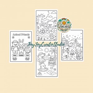 Animal Friendship Coloring Pages: Kindness Theme, Preschool Activity (PDF   PNG A4 Printable - Etsy