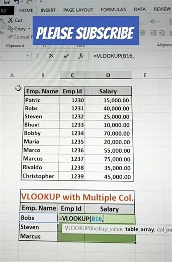 VLOOKUP with Multiple Columns in Excel