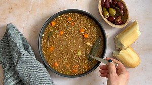 A staple in our homes. Not just for Lent but anytime. See how easy it is to make a delicious pot of Greek lentil soup or fakes. It's a meal that's easy, and nutritious. Full recipe here: https://miakouppa.com/fakies-lentil-soup/ | Mia Kouppa