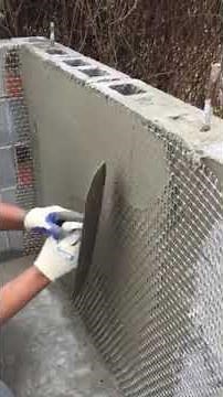 Stucco work on CMU blocks