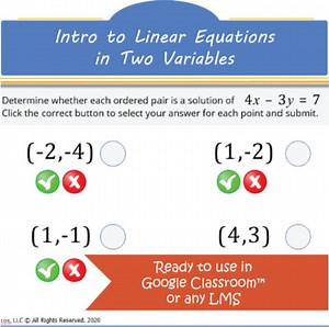 Digital Interactive: Intro to Linear Equations in Two Variables