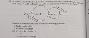 In a Maths class the teacher draws two circles that touch each ... | Filo