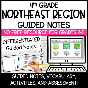 4th Grade Northeast Region Unit - Northeast Region Guided Notes and Vocabulary