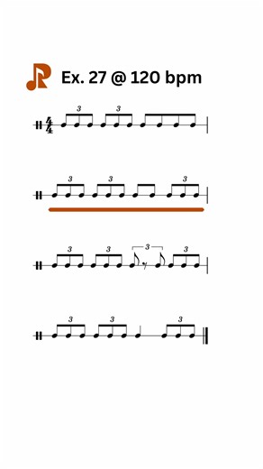 Rhythm Exercises 27 at 120 bpm #learnmusic #drummer #drums #rhythmexercises #musicexercises