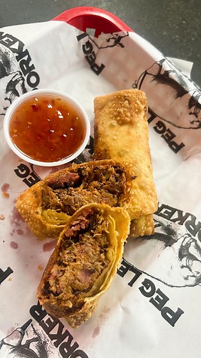 ROLL UP to PLP for todays special! Thursdays we have BBQ #Springrolls! 🐖 Get em’ while we got em’! | Peg Leg Porker