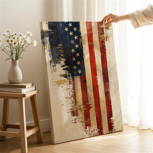 Distressed American Flag Canvas Art: Patriotic USA Decor - Etsy