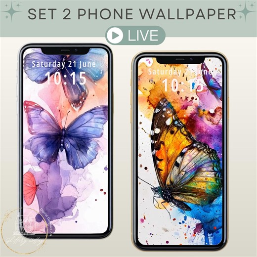 Gold Blue Butterfly 3D Live Wallpaper Set of 2 Cute Animated Backgrounds Framed Butterfly Aesthetic Phone Wallpaper - Etsy