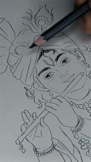cute krishna Outline Drawing 😍💕 || kanhaji Drawing || #shorts #krishna #sketch #trending