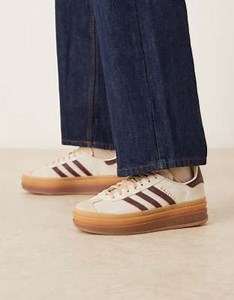 adidas Originals Gazelle Bold trainers in cream and burgundy | ASOS