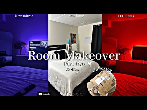Room Makeover Part 2 ✨✌🏽| New Mirror, LED Lights & DIY Lamp Build! 🥰