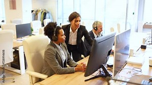 Female manager working with her business team