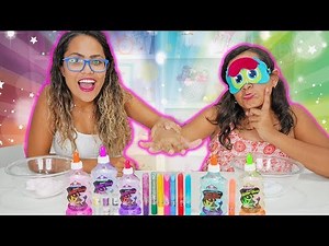 DESAFIO DO SLIME COM 3 CORES DE COLA GLITTER! (3 Colors of glue slime challenge) - JULIANA BALTAR