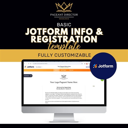 Basic Jotform Pageant Info & Registration Template - Pageant Director Resource - Digital Download - Etsy