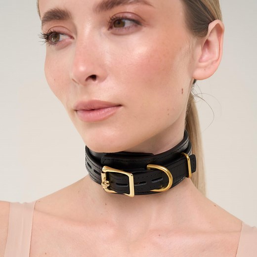 Handmade Locking Black Leather Slave Collar Choker - Custom Sized, 792 Color Variations, Lockable Buckles. - Etsy