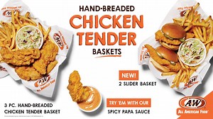34K views · 1.3K reactions | Hand-Breaded Chicken Tender Baskets have arrived at A&W! Which one are you trying first: Tenders or Sliders? Limited time only. Price and participation may vary. | A&W Restaurants | Facebook