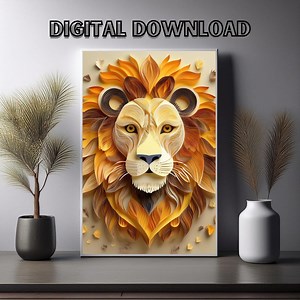 Geometric Lion Art Print | Modern Origami Style (digital Download) - Etsy